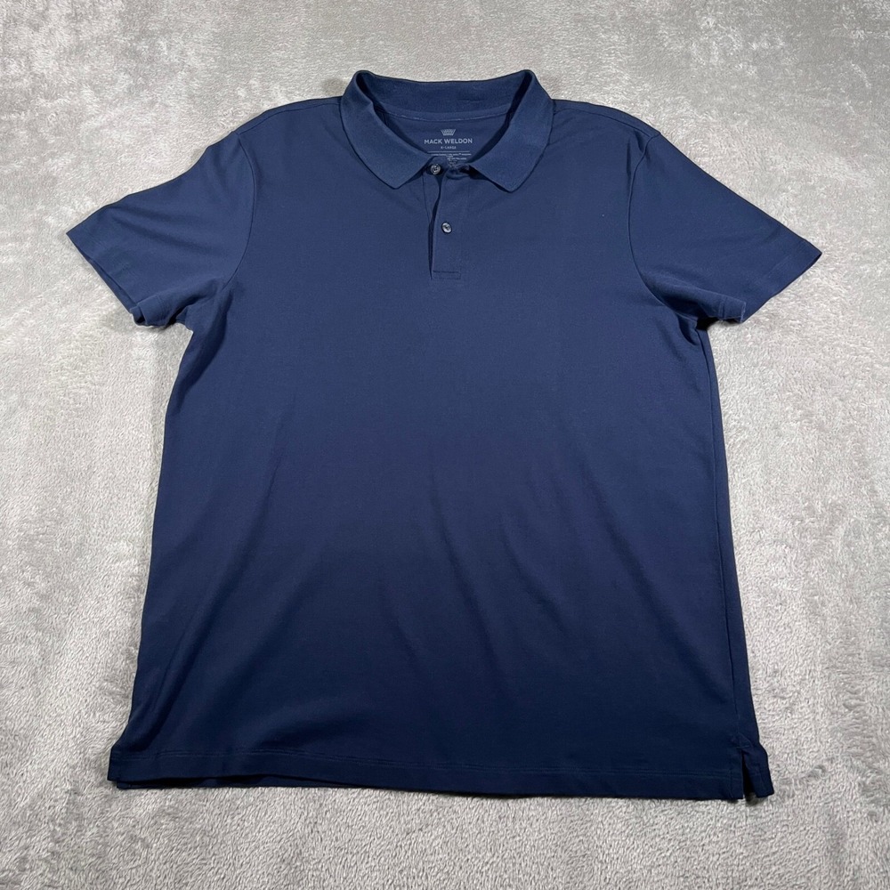 Mack Weldon Performance Polo Shirt Mens XL Blue Stretch Classic Casual